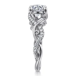 Clearance Gabriel & Co. Camelia - 14K White Gold Floral Round Diamond Engagement Ring