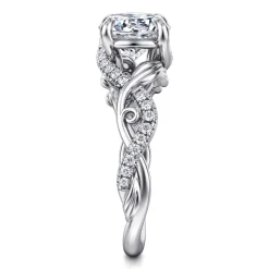 Clearance Gabriel & Co. Camelia - 14K White Gold Floral Round Diamond Engagement Ring