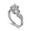 Sale Gabriel & Co. Camelia - 14K White Gold Floral Round Diamond Engagement Ring