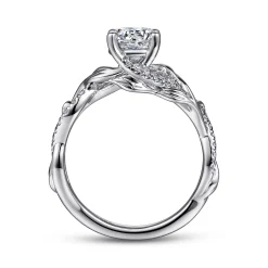 Sale Gabriel & Co. Camelia - 14K White Gold Floral Round Diamond Engagement Ring