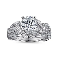 Gabriel & Co. Camelia - Platinum Floral Round Diamond Engagement Ring