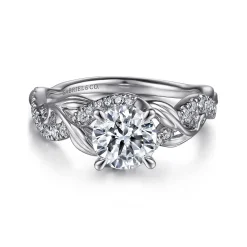 Gabriel & Co. Camelia - Platinum Floral Round Diamond Engagement Ring