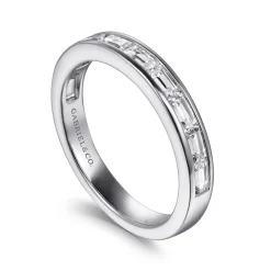 Sale Gabriel & Co. Camellia - 14K White Gold Channel Set Baguette Diamond Anniversary Band - 0.75 ct