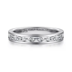 Sale Gabriel & Co. Camellia - 14K White Gold Channel Set Baguette Diamond Anniversary Band - 0.75 ct