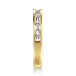 Gabriel & Co. Camellia - 14K Yellow Gold Channel Set Baguette Diamond Anniversary Band - 1.3 ct