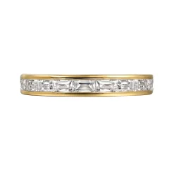 Clearance Gabriel & Co. Camellia - 14K Yellow Gold Channel Set Baguette Diamond Anniversary Band - 0.75 ct