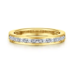 Discount Gabriel & Co. Camellia - 14K Yellow Gold Channel Set Baguette Diamond Anniversary Band - 0.5 ct