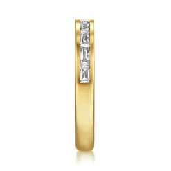 Discount Gabriel & Co. Camellia - 14K Yellow Gold Channel Set Baguette Diamond Anniversary Band - 0.5 ct