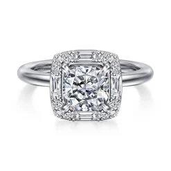 Hot Gabriel & Co. Cammie - 14K White Gold Halo Cushion Diamond Engagement Ring