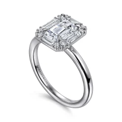 Hot Gabriel & Co. Cammie - 14K White Gold Halo Emerald Cut Diamond Engagement Ring