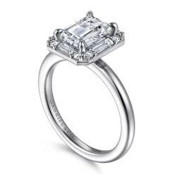 Best Gabriel & Co. Cammie - 14K White Gold Halo Emerald Cut Diamond Engagement Ring