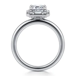 Best Gabriel & Co. Cammie - 14K White Gold Halo Emerald Cut Diamond Engagement Ring
