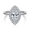 New Gabriel & Co. Cammie - 14K White Gold Halo Marquise Shape Diamond Engagement Ring