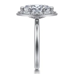 New Gabriel & Co. Cammie - 14K White Gold Halo Marquise Shape Diamond Engagement Ring