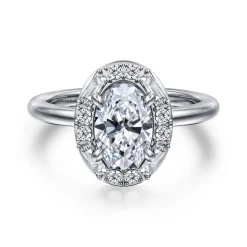 Outlet Gabriel & Co. Cammie - 14K White Gold Halo Oval Diamond Engagement Ring