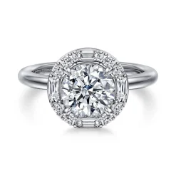 Best Gabriel & Co. Cammie - 14K White Gold Halo Round Diamond Engagement Ring