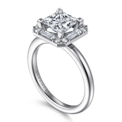 Outlet Gabriel & Co. Cammie - 14K White Gold Princess Halo Diamond Engagement Ring