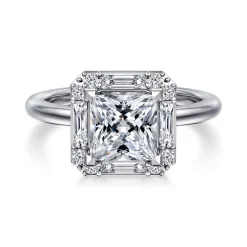 Outlet Gabriel & Co. Cammie - 14K White Gold Princess Halo Diamond Engagement Ring