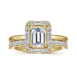 Gabriel & Co. Cammie - 14K Yellow Gold Halo Emerald Cut Diamond Engagement Ring