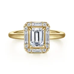 Gabriel & Co. Cammie - 14K Yellow Gold Halo Emerald Cut Diamond Engagement Ring