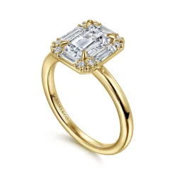 Gabriel & Co. Cammie - 14K Yellow Gold Halo Emerald Cut Diamond Engagement Ring