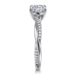 Clearance Gabriel & Co. Campana - 14K White Gold Cushion Cut Twisted Diamond Engagement Ring