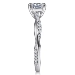 Clearance Gabriel & Co. Campana - 14K White Gold Cushion Cut Diamond Engagement Ring