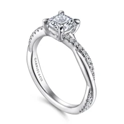 Clearance Gabriel & Co. Campana - 14K White Gold Cushion Cut Diamond Engagement Ring