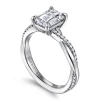 Hot Gabriel & Co. Campana - 14K White Gold Emerald Cut Twisted Diamond Engagement Ring