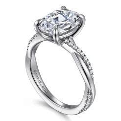 Best Gabriel & Co. Campana - 14K White Gold Oval Diamond Engagement Ring