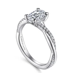 Gabriel & Co. Campana - 14K White Gold Oval Diamond Engagement Ring