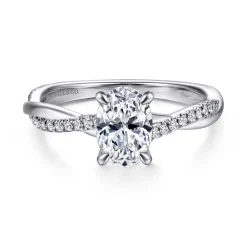 Gabriel & Co. Campana - 14K White Gold Oval Diamond Engagement Ring