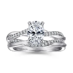 Gabriel & Co. Campana - 14K White Gold Oval Diamond Engagement Ring