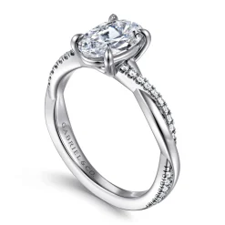Outlet Gabriel & Co. Campana - 14K White Gold Oval Twisted Diamond Engagement Ring