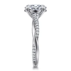 Outlet Gabriel & Co. Campana - 14K White Gold Oval Twisted Diamond Engagement Ring