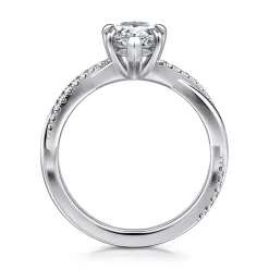 Clearance Gabriel & Co. Campana - 18K White Gold Pear Shape Twisted Diamond Engagement Ring