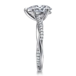 Clearance Gabriel & Co. Campana - 18K White Gold Pear Shape Twisted Diamond Engagement Ring