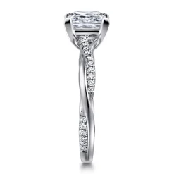 Hot Gabriel & Co. Campana - 14K White Gold Princess Cut Twisted Diamond Engagement Ring