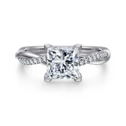 Hot Gabriel & Co. Campana - 14K White Gold Princess Cut Twisted Diamond Engagement Ring