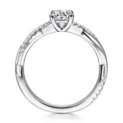 New Gabriel & Co. Campana - 14K White Gold Round Diamond Engagement Ring