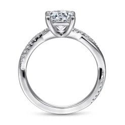 Outlet Gabriel & Co. Campana - 14K White Gold Round Diamond Engagement Ring
