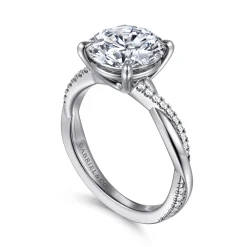 Gabriel & Co. Campana - 14K White Gold Round Diamond Engagement Ring