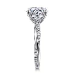 Gabriel & Co. Campana - 14K White Gold Round Diamond Engagement Ring