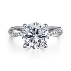 Gabriel & Co. Campana - 14K White Gold Round Diamond Engagement Ring