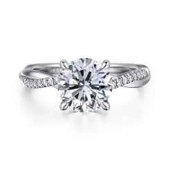 Discount Gabriel & Co. Campana - 14K White Gold Round Diamond Engagement Ring