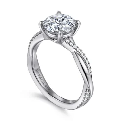 Discount Gabriel & Co. Campana - 14K White Gold Round Diamond Engagement Ring