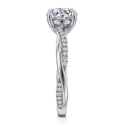 Best Gabriel & Co. Campana - 14K White Gold Round Twisted Diamond Engagement Ring