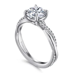 Best Gabriel & Co. Campana - 14K White Gold Round Twisted Diamond Engagement Ring