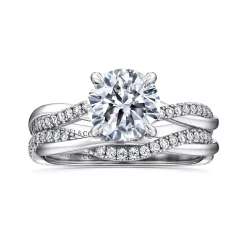 Best Gabriel & Co. Campana - 14K White Gold Round Twisted Diamond Engagement Ring