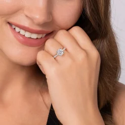 Best Gabriel & Co. Campana - 14K White Gold Round Twisted Diamond Engagement Ring